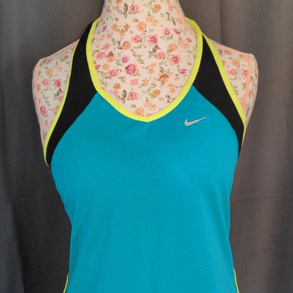 Nike workout tank with t back blue and turq!